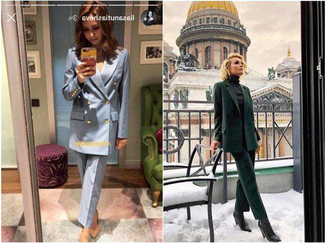 Полина Гагарина и Ляйсан Утяшева в брючных костюмах